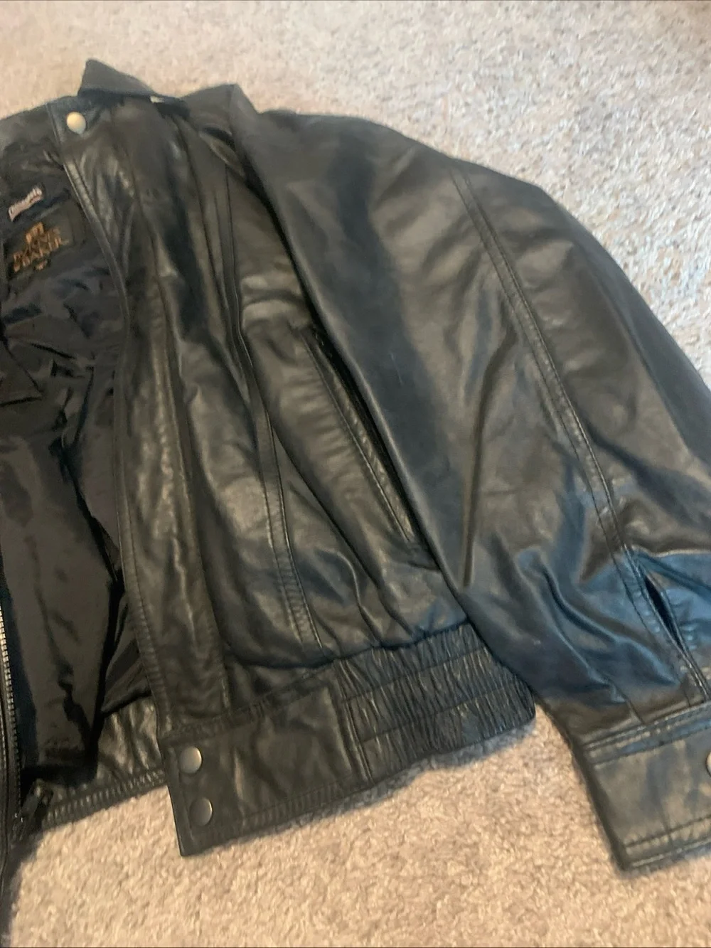 Vintage Men's Black Leather Jacket - Classic Bomber Style Sz Medium